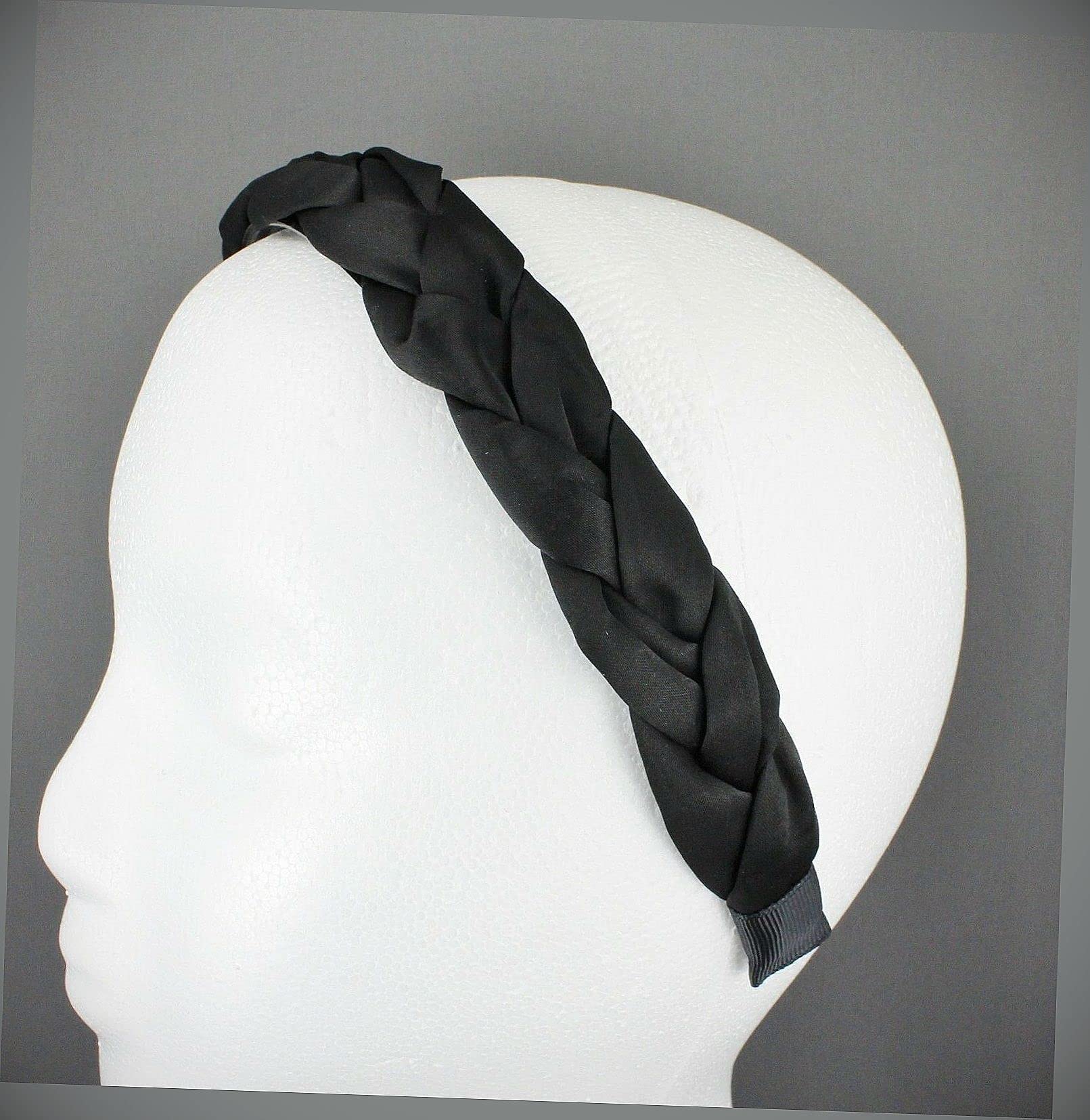 Amazon.com : Black Satin Braided Headband Soft Fabric Covered Band